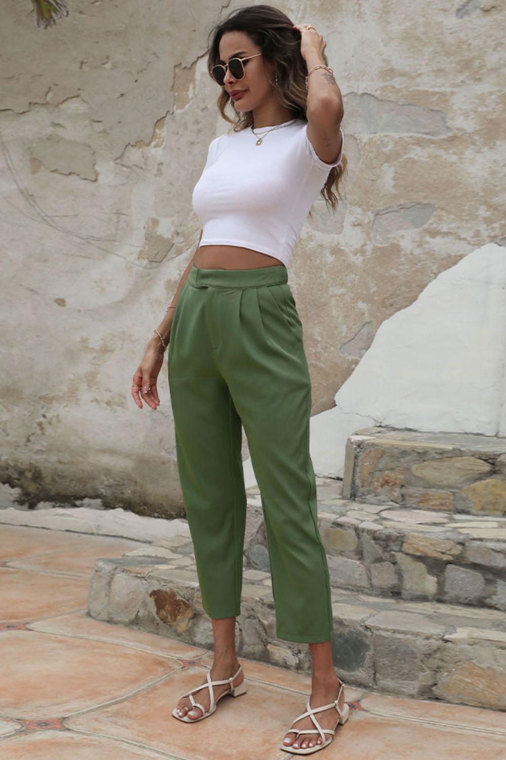 Straight Leg Cropped Pants with Pockets - SKDZ