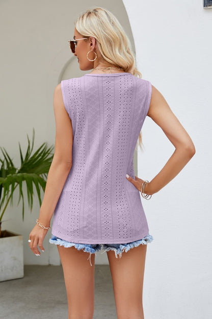 Spliced Lace V-Neck Tank - SKDZ