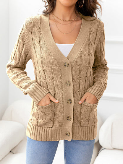Button Down Cable-Knit Cardigan - SKDZ